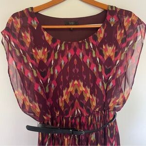 Jessica Simpson Chic Multicolor Patterned Pleated Dress